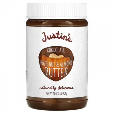 Justin's Nut Butter, Фундуковое масло с шоколадом, 16 унций (454 г) Фундук / Аптека | V4.Market