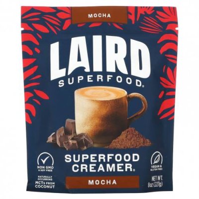 Laird Superfood, Сливки Superfood, мокко, 227 г (8 унций) Сливки и усилители вкуса / Аптека | V4.Market