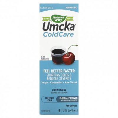 Nature's Way, Umcka, ColdCare, успокаивающий сироп, вишня, 240 мл (8 жидк. Унций) Натуральные препараты / Аптека | V4.Market