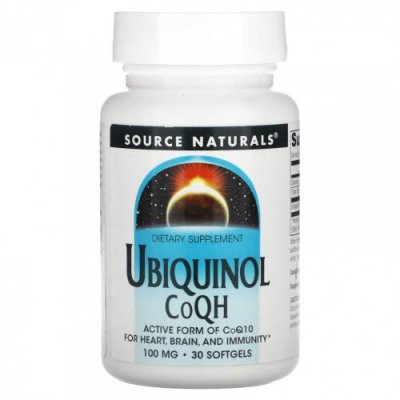 Source Naturals, Убихинол, коэнзим QH, 100 мг, 30 мягких таблеток Ubiquinol, CoQ10 / Аптека | V4.Market