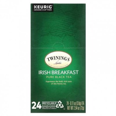 Twinings, Чистый черный чай, ирландский завтрак, 24 капсулы, по 3 г (0,11 унции) Черный чай / Аптека | V4.Market