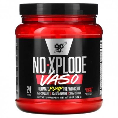 BSN, No-Xplode VASO, Ultimate Pump перед тренировкой, Cherry Bomb, 504 г (1,11 фунта) Стимуляторы / Аптека | V4.Market