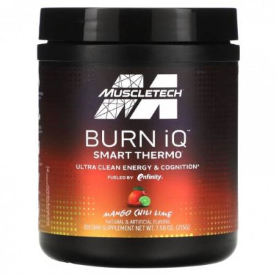 MuscleTech, Burn iQ, Smart Thermo, манго и чили, лайм, 215 г (7,58 унции) Жиросжигатели / Аптека | V4.Market