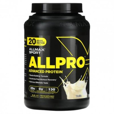 ALLMAX, Sport, ALLPRO Advanced Protein, ваниль, 1453 г (3,2 фунта) Концентрат сывороточного протеина / Аптека | V4.Market