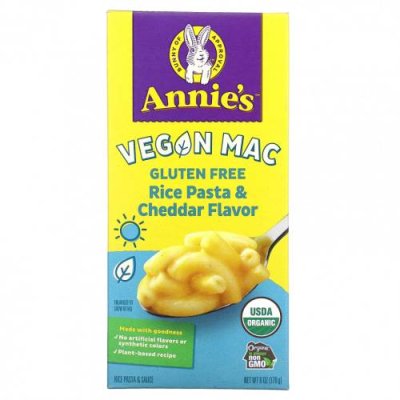 Annie's Homegrown, Vegan Mac, рисовая паста и чеддер, без глютена, 170 г (6 унций) Макароны / Аптека | V4.Market