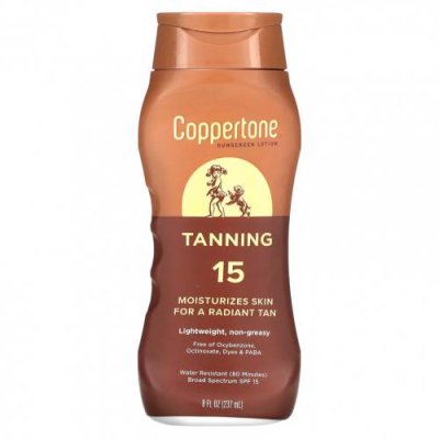 Coppertone, Sunning, солнцезащитный лосьон, SPF 15, 237 мл (8 жидк. Унций) Автозагар / Аптека | V4.Market