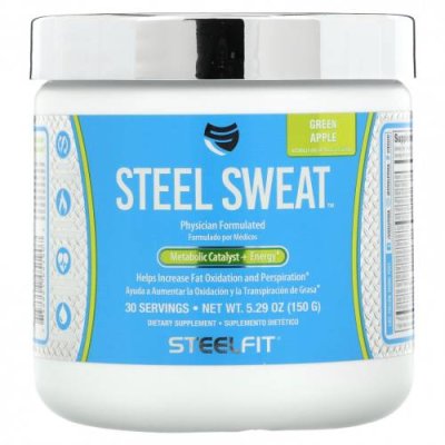 SteelFit, Steel Sweat, зеленое яблоко, 150 г (5,29 унции) Диетические средства / Аптека | V4.Market