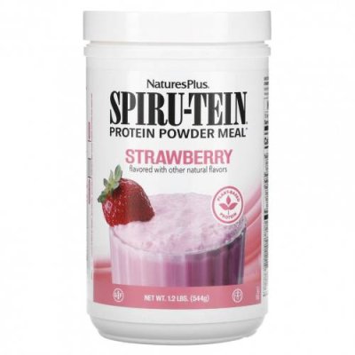 NaturesPlus, Протеиновый порошок Spiru-Tein, со вкусом клубники, 544 г (1,2 фунта) Заменители пищи / Аптека | V4.Market