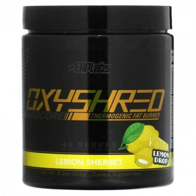 EHPlabs, OxyShred, Hardcore Thermogenic Fat Burner, лимонный щербет, 264 г (9,3 унции) Жиросжигатели / Аптека | V4.Market