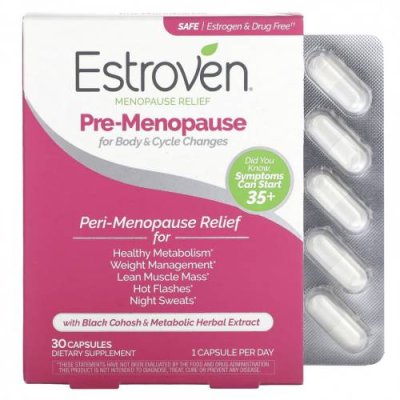 Estroven, Menopause Relief, Pre-Menopause, 30 капсул Женские гормональные средства / Аптека | V4.Market