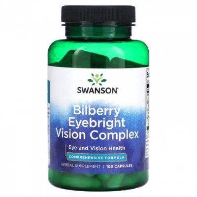 Swanson, Bilberry Eyebright Vision Complex, 100 капсул Черника / Аптека | V4.Market