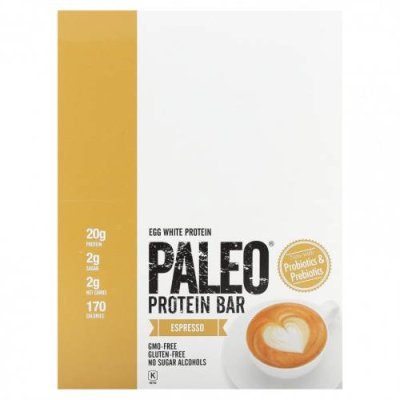 Julian Bakery, Paleo Protein Bar, Espresso, 12 батончиков, по 63,1 г (2,22 унции) Протеиновые батончики / Аптека | V4.Market