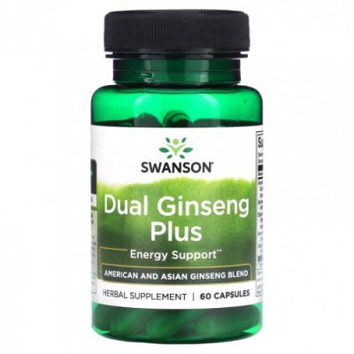 Swanson, Dual Ginseng Plus, 60 капсул Женьшень / Аптека | V4.Market