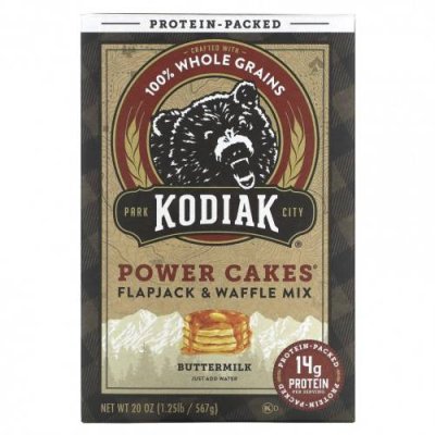 Kodiak Cakes, Power Cakes, смесь для лепешек и вафель, пахта, 567 г (20 унций) Смеси для блинов и вафель / Аптека | V4.Market