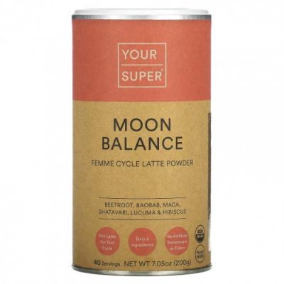 Your Super, Moon Balance, Femme Cycle Latte Powder, 7.05 oz (200 g) Свекла / Аптека | V4.Market