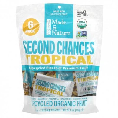 Made in Nature, Second Chances Tropical, переработанные органические фрукты, 6 пакетиков по 28 г (1 унция) Фруктовые смеси / Аптека | V4.Market