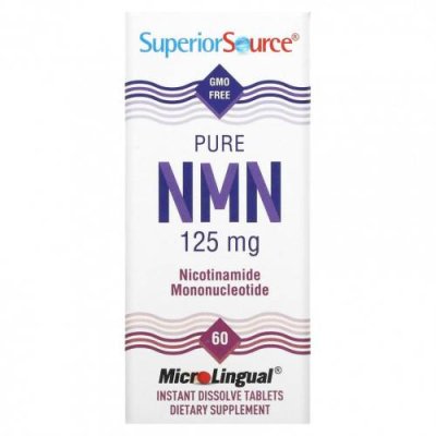 Superior Source, Pure NMN, Nicotinamide Mononucleotide, 125 mg , 60 Instant Dissolve Tablets Никотинамидмононуклеотид (NMN) / Аптека | V4.Market