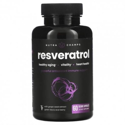 NutraChamps, Resveratrol, 60 Veggie Capsules Ресвератрол / Аптека | V4.Market