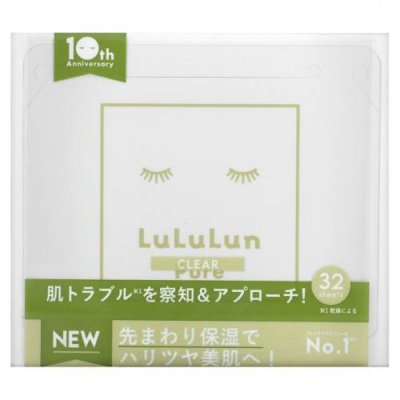 Lululun, Pure Clear, Beauty Sheet Mask, белая 6FB, 32 шт., 500 мл (17 жидк. Унций) Маски для лица / Аптека | V4.Market