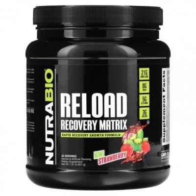 NutraBio Labs, Reload Recovery Matrix, киви и клубника, 821 г (1,81 фунта) Восстановление после тренировки / Аптека | V4.Market