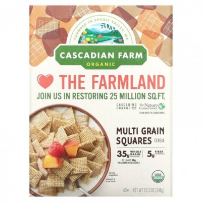 Cascadian Farm, Органические мультизерновые квадратики, 348 г (12,3 унций) Хлопья / Аптека | V4.Market