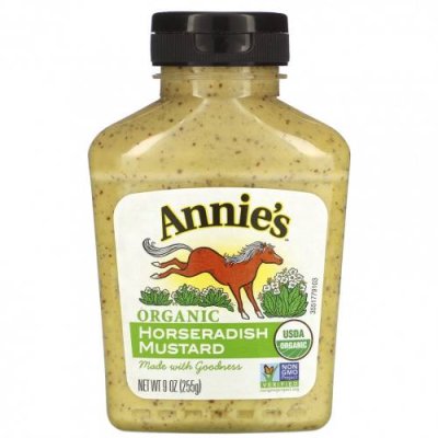 Annie's Naturals, органический продукт, горчица с хреном, 255 г (9 унций) Горчица / Аптека | V4.Market