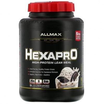 ALLMAX Nutrition, Hexapro, высокобелковое обезжиренное питание, вкус печенья со сливками. 2,27 кг (5 фунтов) Протеиновые смеси / Аптека | V4.Market