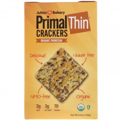 Julian Bakery, крекеры Primal Thin, органический пармезан, 238 г (8,4 унции) Крекеры / Аптека | V4.Market