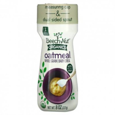 Beech-Nut, Organics Oatmeal, цельнозерновые детские каши, этап 1, 227 г (8 унций) Горячее зерновое питание для малышей / Аптека | V4.Market