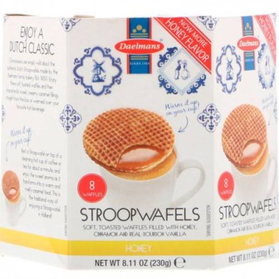 Daelmans, Stroopwafels, Large Hex Box, Honey, 8 Waffles, 8.11 oz (230 g) Закуски / Аптека | V4.Market