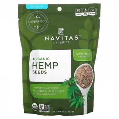 Navitas Organics, Organic Hemp Seeds (Органические семена конопли), 227 г (8 унций) Семена конопли / Аптека | V4.Market