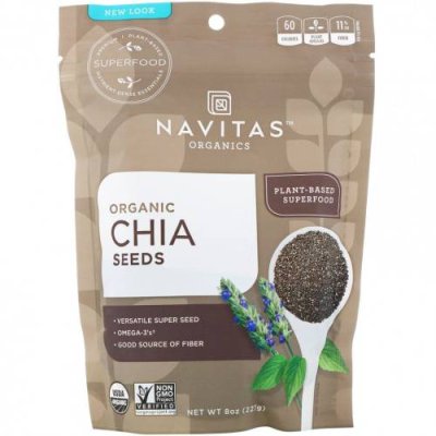 Navitas Organics, Органические семена чиа, 227 г (8 унций) Семена чиа / Аптека | V4.Market