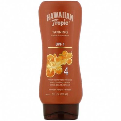 Hawaiian Tropic, солнцезащитный лосьон для загара, SPF 4, 236 мл (8 жидк. унций) Автозагар / Аптека | V4.Market