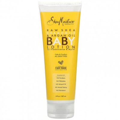 SheaMoisture, Raw Shea Chamomile & Argan Oil Baby Lotion, All Skin Types, 8 fl oz (237 ml) Детские лосьоны / Аптека | V4.Market