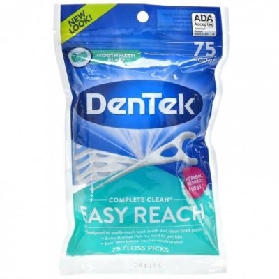 DenTek, Complete Clean, легкие зубочистки, жидкость для полоскания рта, 75 зубочисток Зубная нить / Аптека | V4.Market