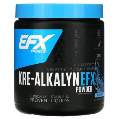 EFX Sports, Kre-Alkalyn EFX, порошок, со вкусом «Морозная свежесть», 220 г (7,76 унции) Моногидрат креатина / Аптека | V4.Market