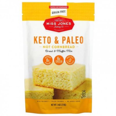 Miss Jones Baking Co, Keto & Paleo, смесь не кукурузного хлеба и маффинов, 210 г (7,4 унции) Смесь для приготовления хлеба / Аптека | V4.Market