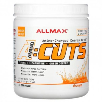 ALLMAX Nutrition, ACUTS, Amino-Charged Energy Drink, Arctic Orange, 7.4 oz (210 g) КЛК (конъюгированная линолевая кислота) / Аптека | V4.Market