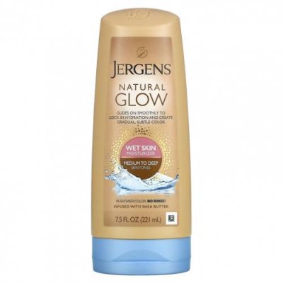 Jergens, Увлажняющее средство Natural Glow для нанесения на влажную кожу, оттенок Medium to Tan (221 мл) Автозагар / Аптека | V4.Market