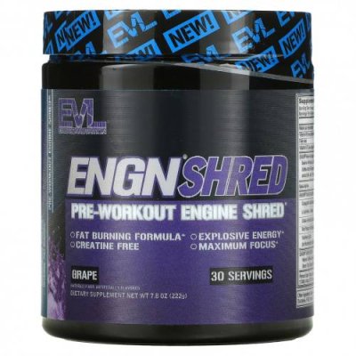 EVLution Nutrition, ENGN Shred, предтренировочный клочок, виноград, 222 г (7,8 унции) Кофеин / Аптека | V4.Market