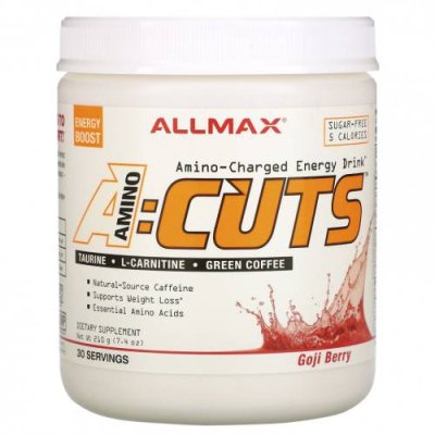 ALLMAX Nutrition, ACUTS, энергетический напиток с аминокислотами, ягоды годжи, 210 г (7,4 унции) КЛК (конъюгированная линолевая кислота) / Аптека | V4.Market