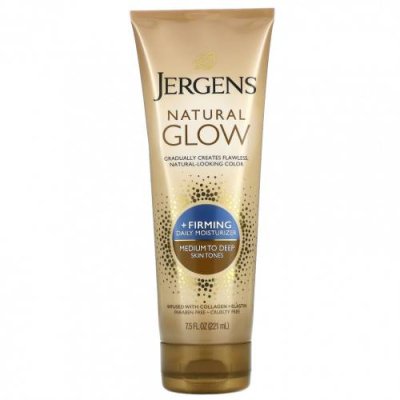 Jergens, Укрепляющее увлажняющее средство Natural Glow для ежедневного ухода, Firming Daily Moisturizer, оттенок Medium to Tan (221 мл) Автозагар / Аптека | V4.Market