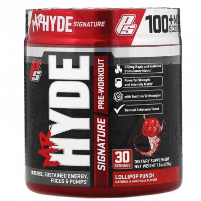 ProSupps, Mr Hyde, фирменный предтренировочный комплекс, со вкусом карамельного пунша, 216 г (7,6 унции) Стимуляторы / Аптека | V4.Market