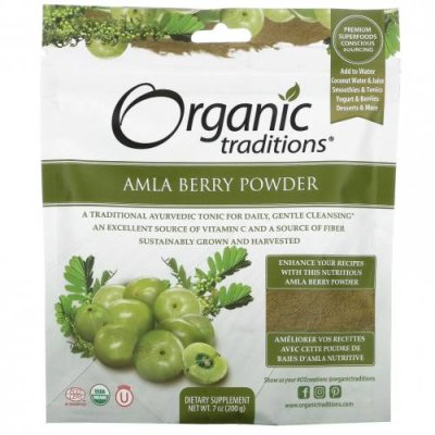 Organic Traditions, Порошок ягод амлы, 7 унций (200 г) Амла / Аптека | V4.Market