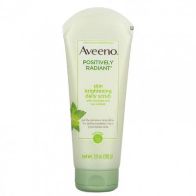 Aveeno, Positively Radiant, Ежедневный скраб для осветления кожи, 7,0 унций (198 г) Эксфолиаторы и скрабы / Аптека | V4.Market