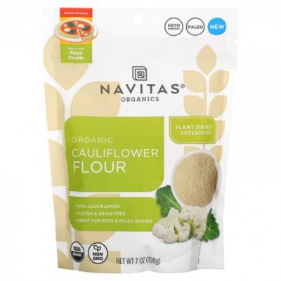 Navitas Organics, Органическая мука из цветной капусты, 198 г (7 унций) Продукты для выпечки, мука и смеси / Аптека | V4.Market