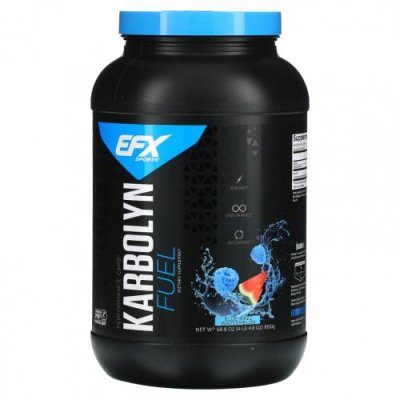 EFX Sports, Karbolyn Fuel, голубая вспышка и арбуз, 1950 г (4,3 фунта) Углеводные порошки / Аптека | V4.Market