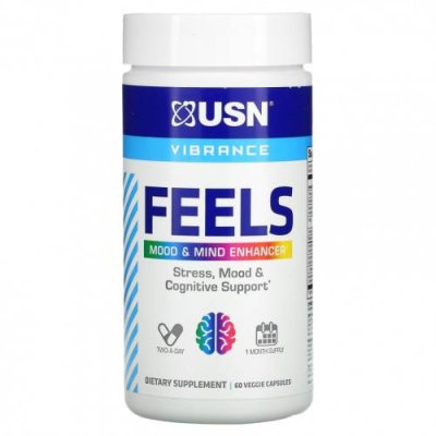 USN North America, Inc., FEELS - Mood & Mind Enhancer, 60 растительных капсул Формулы для спокойствия / Аптека | V4.Market