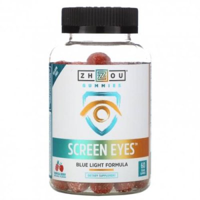 Zhou Nutrition, Screen Eyes, тропические ягоды, 60 веганских жевательных таблеток Лютеин и зеаксантин / Аптека | V4.Market