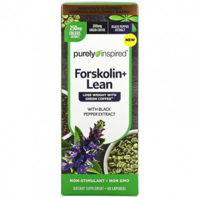 Purely Inspired, Forskolin + Lean, 60 капсул Форсколин (форсколий) / Аптека | V4.Market